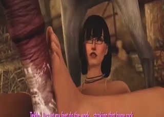 Zoophile hottie with great feet seduces a horse
